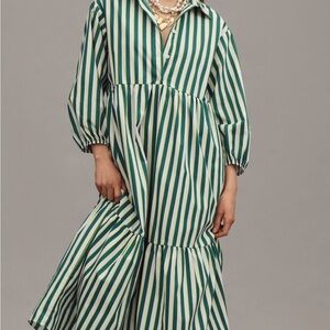 Maeve Green and White Tiered Ruffled Sundress